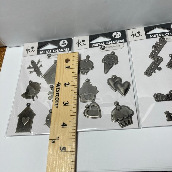 Metal Charms Paper Crafts Card Making Scrapbook Words Cupcake Bird House Flower - Picture 8 of 13